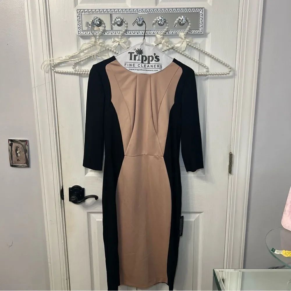Autograph Collection Black & Nude fitted dress